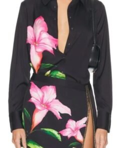 RHOBH S14 Erika Jayne Black Floral Button Up Shirt
