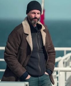 Dept. Q Matthew Goode Shearling Suede Leather Coat