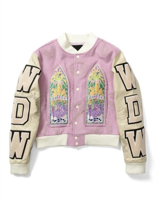 Who Decides War Namesake Pink Varsity Jacket