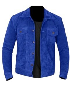 Men’s Blue Suede Leather Jacket