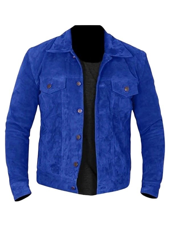 Men’s Blue Suede Leather Jacket