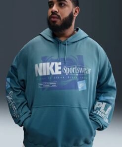 Nike Club Oversized French Terry Blue Hoodie