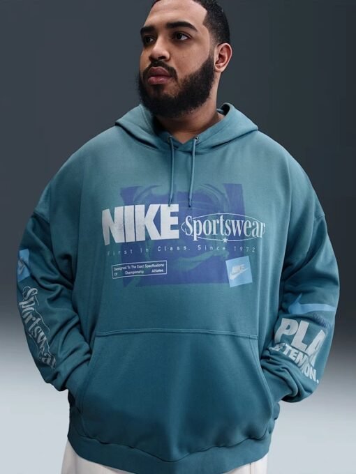 Nike Club Oversized French Terry Blue Hoodie