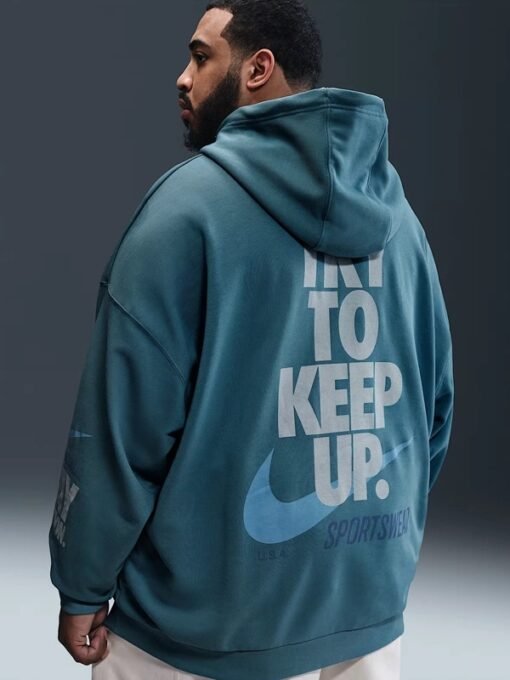 Nike Club Oversized French Terry Blue Hoodie