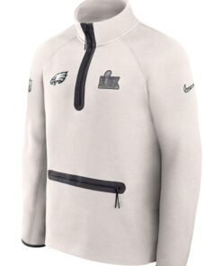 Eagles Super Bowl LIX Half-Zip Cream Jacket