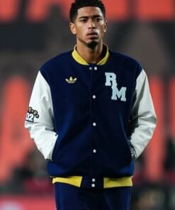 Adidas Wool Varsity Jacket With Leather Sleeves