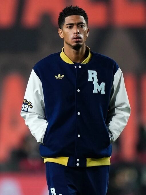 Adidas Wool Varsity Jacket With Leather Sleeves