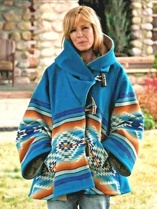 Kelly Reilly Yellowstone Blue Hooded Coat
