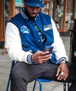 Seattle Seahawks 50th Season Blue Varsity Jacket