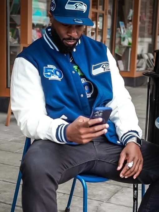 Seattle Seahawks 50th Season Blue Varsity Jacket