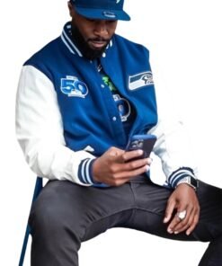Seattle Seahawks 50th Season Varsity Jacket Blue