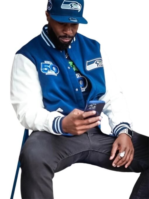 Seattle Seahawks 50th Season Varsity Jacket Blue