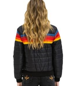 Aviator Nation 4 Stripe Rainbow Puffer Jacket