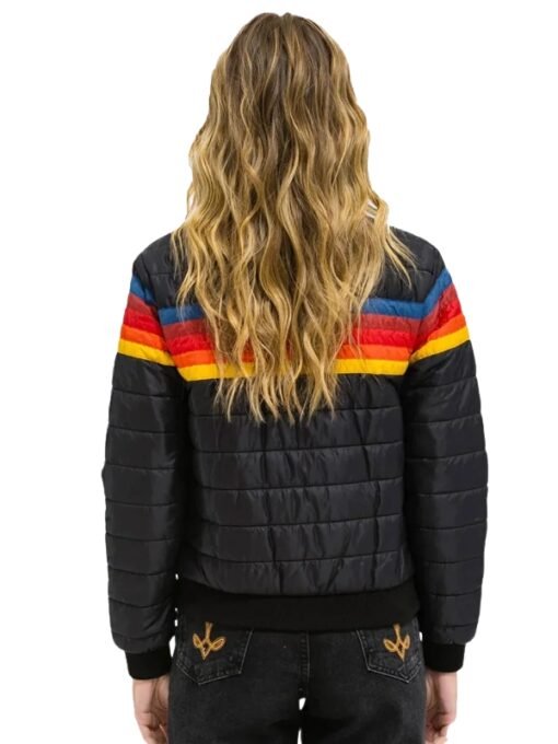Aviator Nation 4 Stripe Rainbow Puffer Jacket