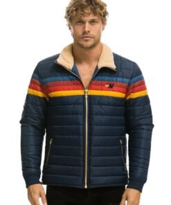 Aviator Nation 4 Stripe Rainbow Navy Jacket