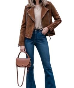 Studded Moto Brown Suede Jacket