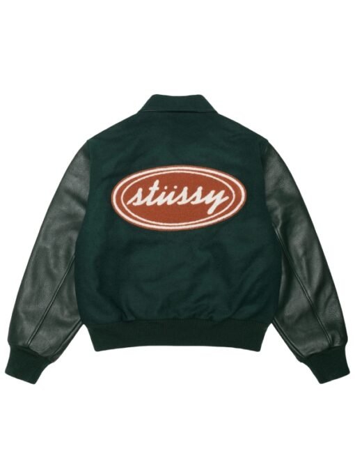 Stussy Script Oval Varsity Jacket Green