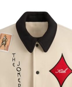 Batman Kith Joker Wool Coaches Varsity Jacket Cream