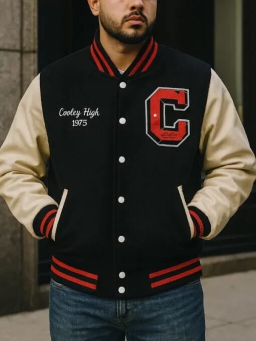Cooley High Black And OFF-White Letterman Varsity Jacket