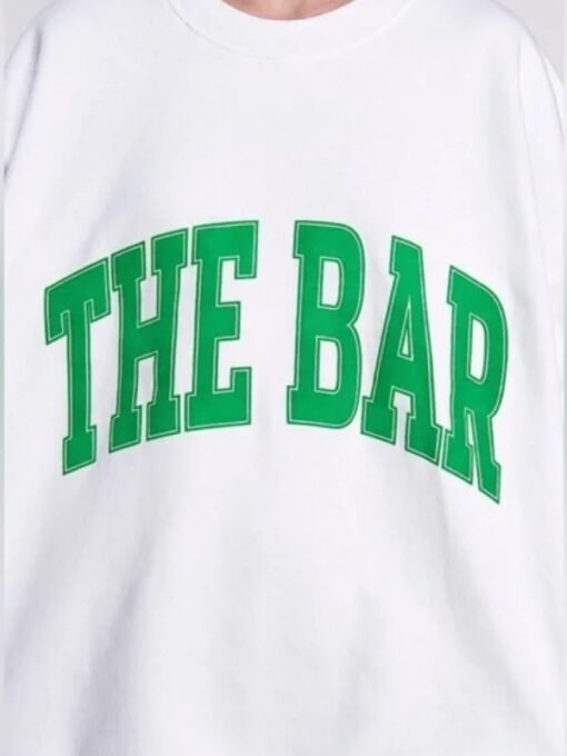 NWT The Bar Varsity White And Green Sweatshirt