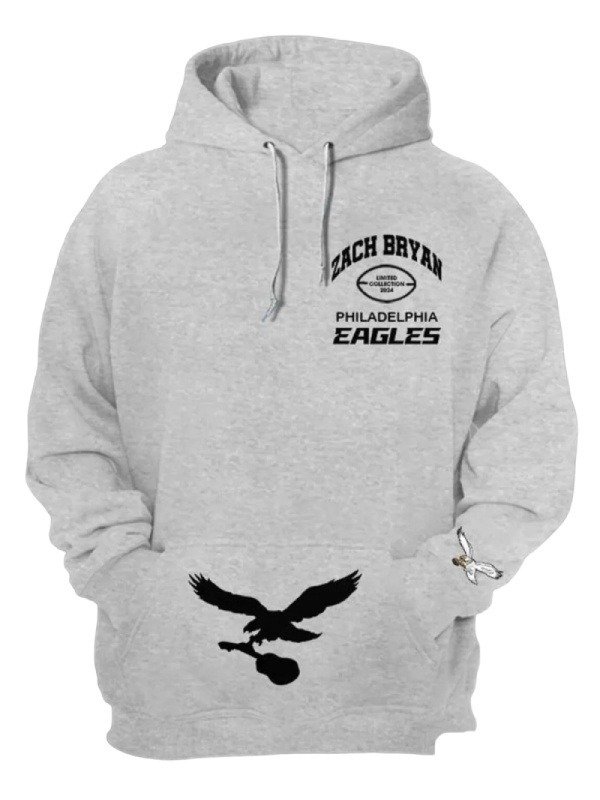 Zach Bryan Eagles Pullover Grey Hoodie