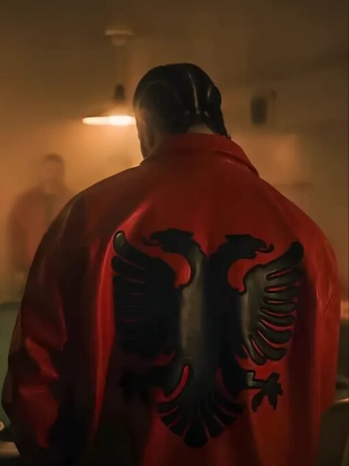 Drake Albanian Flag Red Leather Jacket