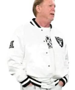 Mark Davis Las Vegas Raiders Bomber Jacket White