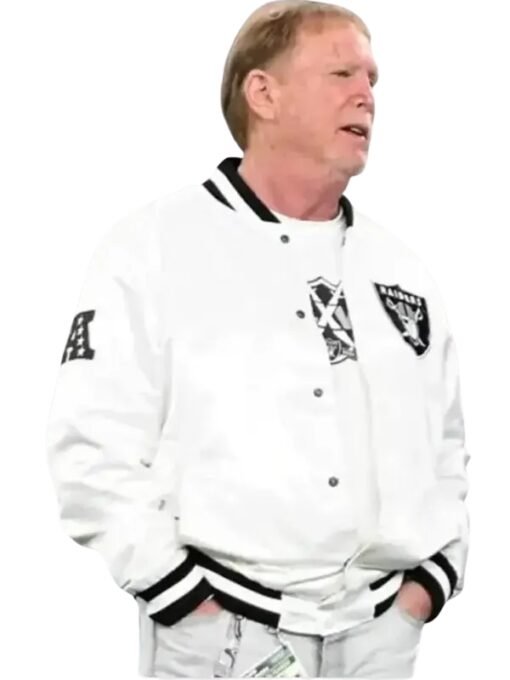 Mark Davis Las Vegas Raiders Bomber Jacket White