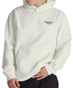 Manchester United Mens Back Print Cream Hoodie