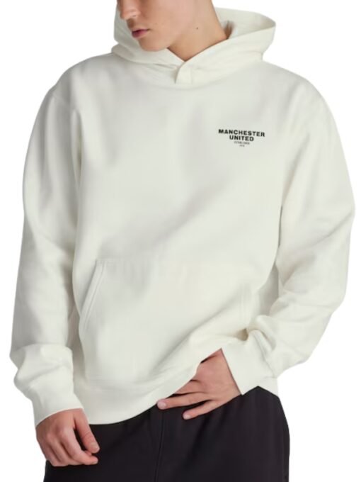 Manchester United Mens Back Print Cream Hoodie