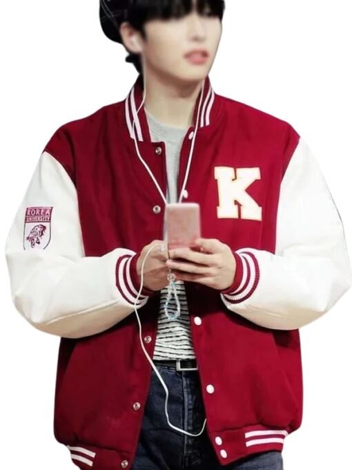 Korea University Varsity Jacket Maroon