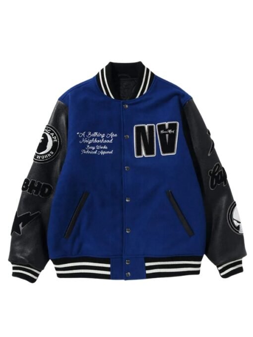 Bape NBHD Black/Blue Varsity Jacket