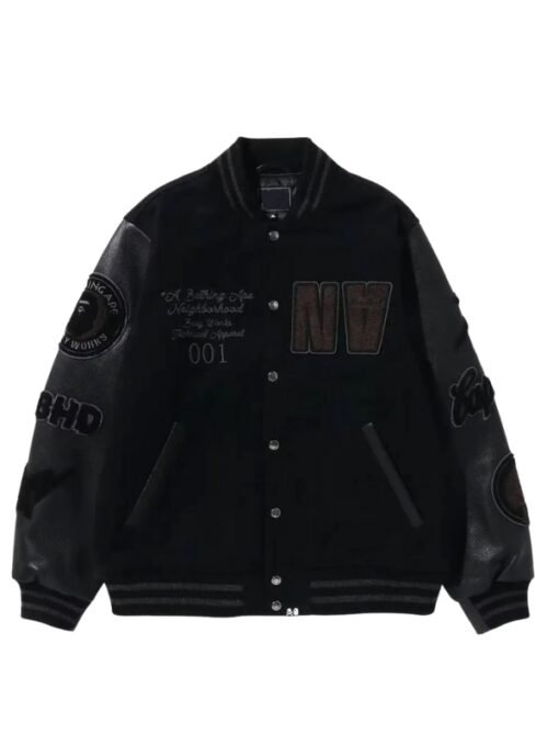 Bape NBHD Black Varsity Jacket