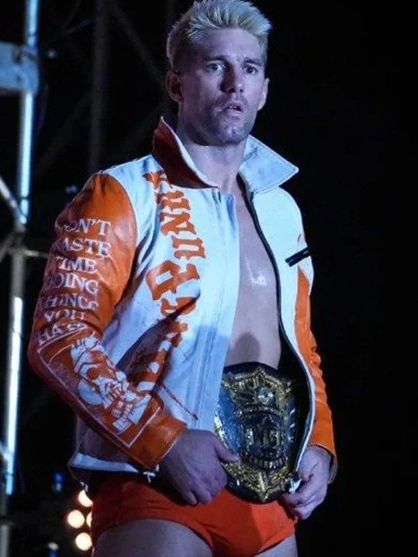 NJPW Zack Sabre Jr. White and Orange Jacket