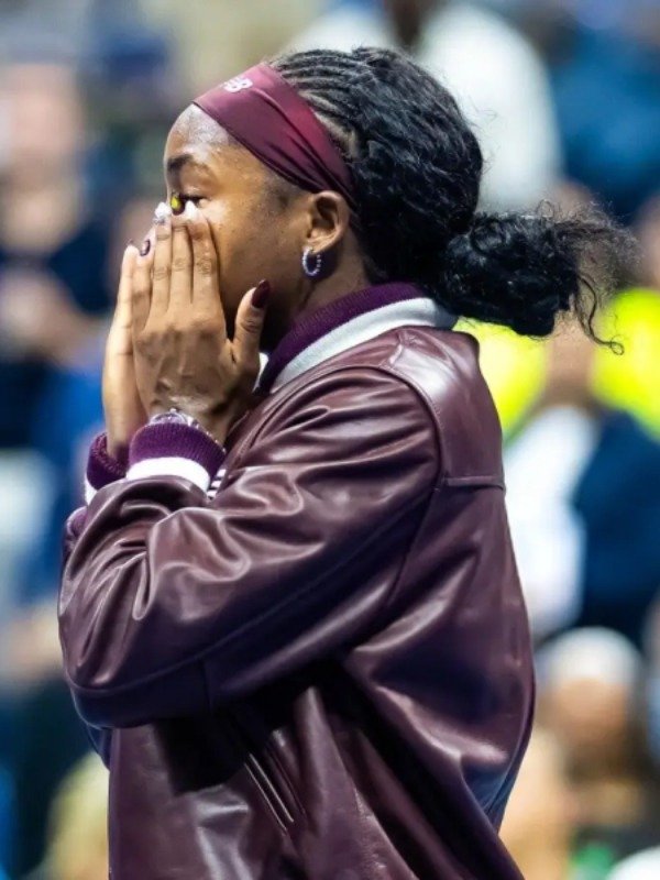2025 US Open Coco Gauff Burgundy Jacket