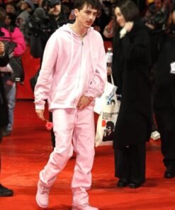 Berlin Film Festival Timothee Chalamet Fleece Hoodie Pink