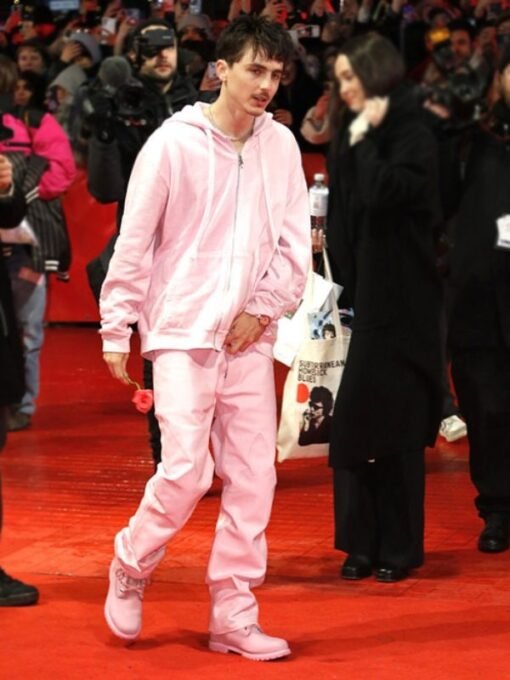 Berlin Film Festival Timothee Chalamet Fleece Hoodie Pink
