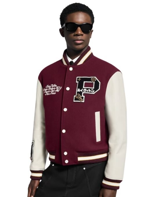 Louis Vuitton Epi Burgundy and White Leather Jacket