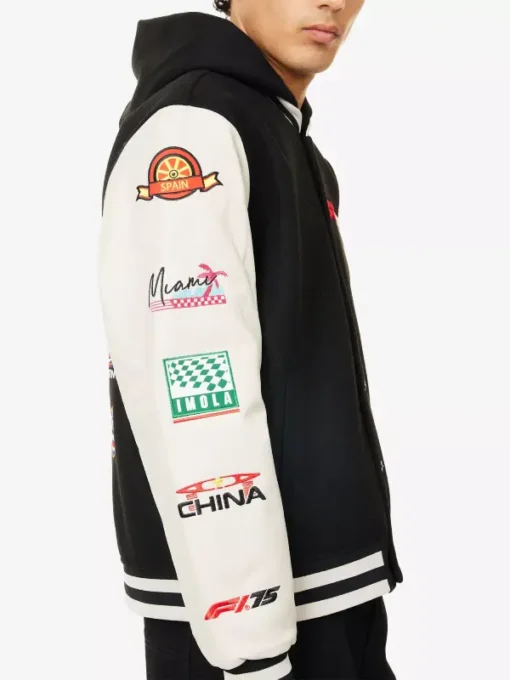F175 Logo Varsity Jacket Black & White