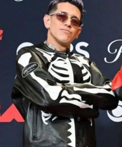 MTV Awards 2025 Black Skeleton Leather Jacket