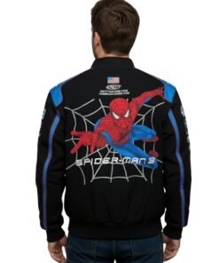 Spiderman Black Cotton Red Racer Jacket
