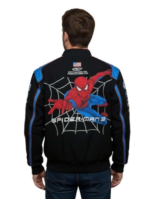 Spiderman Black Cotton Red Racer Jacket