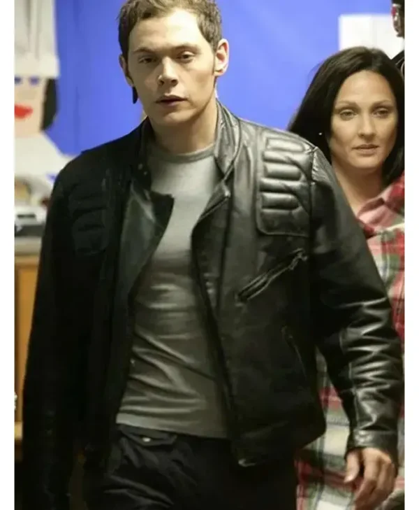 Owen Harper wearing a leather jacket front view in Torchwood