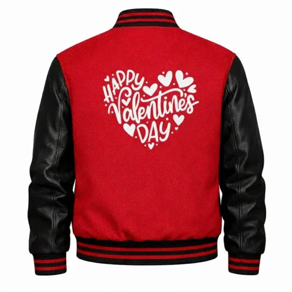 Valentine’s Day heart letterman varsity jacket with romantic design