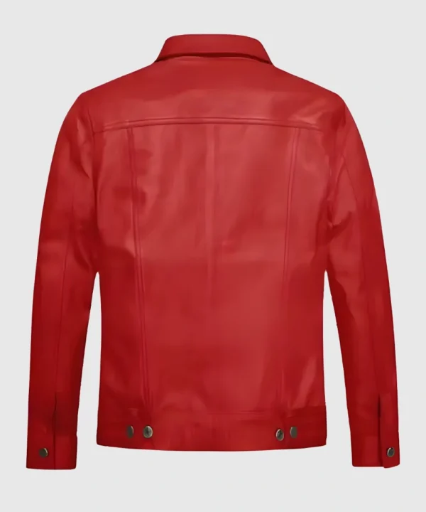 Men’s red Valentine leather bomber trucker jacket