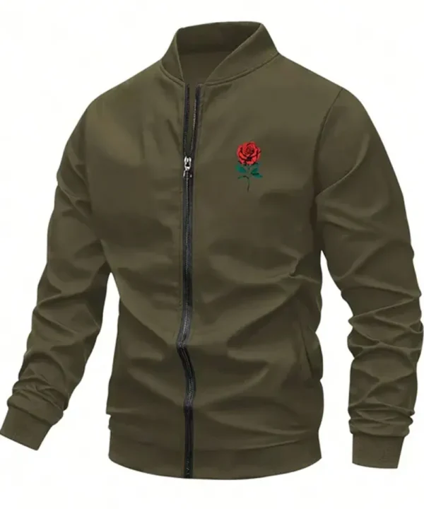 Green Valentine’s Day rose print jacket