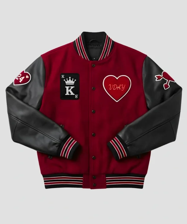 Couples red black varsity jacket set for Valentine’s Day