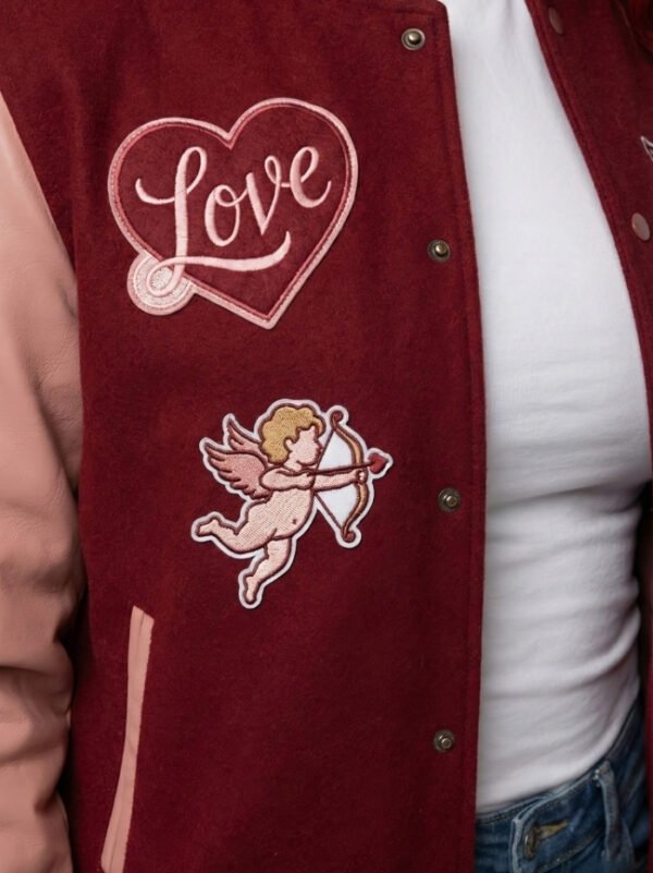 Women’s Valentine red varsity letterman jacket