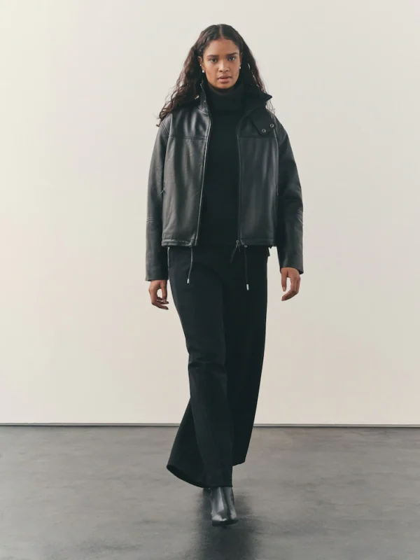 black leather jacket with sleek modern look