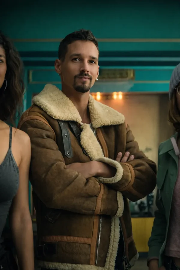 Bruce brown jacket from Berlin season 1 suede style outfit